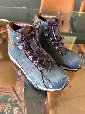 OBOZ Blue Outdoor Hiking Boots with Purple Accents